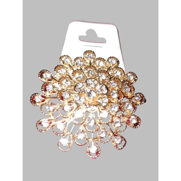 Flower Brooch with Rhinestones - Picture 1 of 2